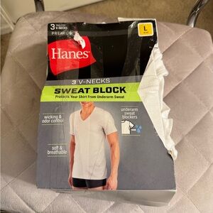 Hanes Sweat Block V-Neck T-Shirts - White
